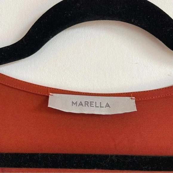 MARELLA Maxi Dress Burnt Orange Sleeveless Side Slit Belted Summer Sundress S - Picture 11 of 12
